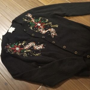 90s Designer Angora Embellished Holiday Sweater